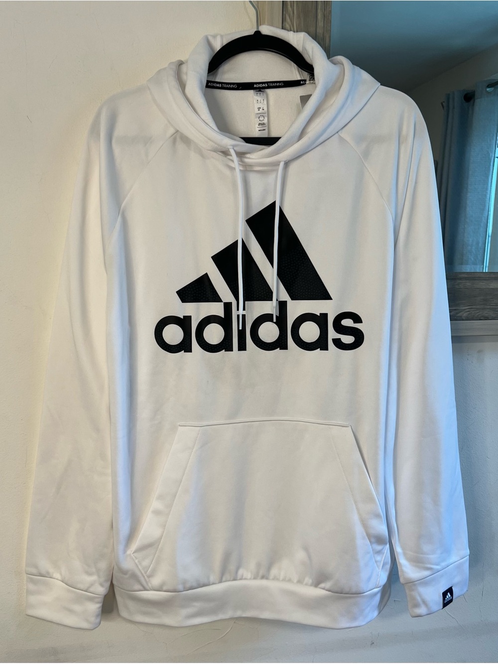adidas White & Black Logo Pullover Hoodie